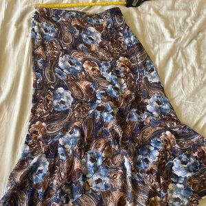 Sara Michelle Blue and Brown Floral Maxi Skirt